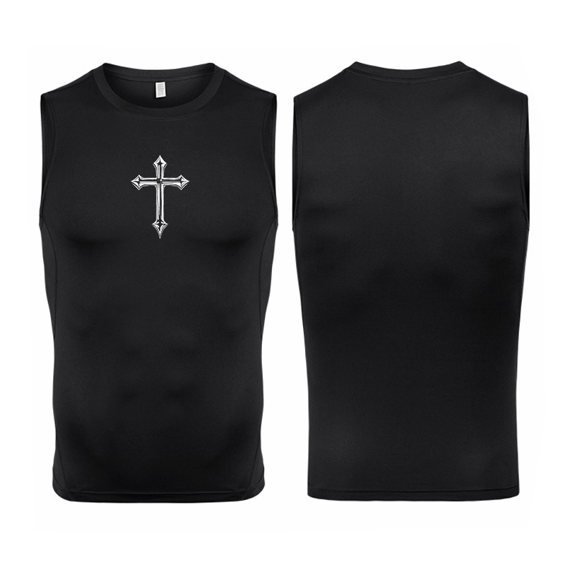 Crossfit Vest - Майка компрессионная мужская с принтом крест,